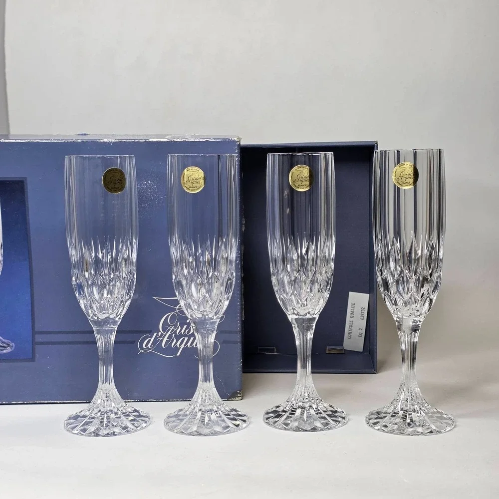 Cristal d'Arques Bretagne Crystal Champagne Flutes 8 1/8